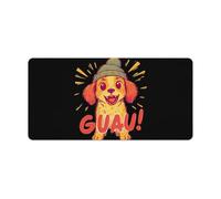 Happy Puppy in Knitted Hat Gaming Mouse Pad Computer Laptop Desk Mat Rubber Base Large Mousepad