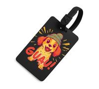 Happy Puppy in Knitted Hat Luggage Tag for Suitcase Bag Identifiers Name Card Holder Travel Accessories