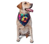 Happy Puppy In The Style Printed Graphic Pet Triangle Scarf For Dogs & Cats, Adjustable Cute Pet Bandana For & Photo Shoots