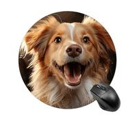 Happy Puppy Mouse Pad Round Laptop Mouse Mat Cute Computer Mousepad Keyboard Pad Non-Slip Desk Pads for Gaming Office Work Home