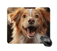 Happy Puppy Mouse Pad Square Laptop Mouse Mat Cute Computer Mousepad Keyboard Pad Non-Slip Desk Pads for Gaming Office Work Home 25 * 30cm