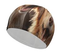 Happy Puppy Swim Cap for Women Men Swimming Hat Bath Waterproof Pool Caps for Long Thick Curly Hair