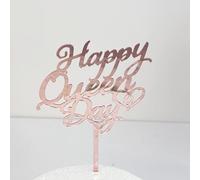 Happy Queen Day Cake Topper, Acrylic Birthday Queen Cake Decoration for Women Girls Queen Birthday Cake Sign Decoration Valentine's Day Mother's Day Party Supplies (ROSE GOLD)