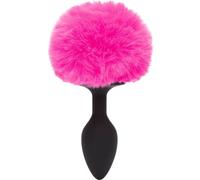 Happy Rabbit Vibrating Bunny Tail Butt Plug Large Black/Pink