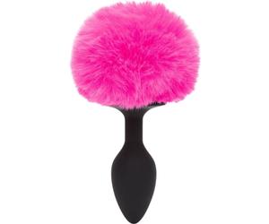 Happy Rabbit Bunny Tail Butt Plug Large Black/Pink