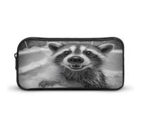Happy Raccoon Taking A Bath Pen Holder Pouch Large Storage Pencil Case with Zippered Stationery Bag Office