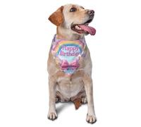 Happy Rainbow Birthday Printed Graphic Pet Triangle Scarf For Dogs & Cats, Adjustable Cute Pet Bandana For & Photo Shoots