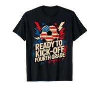 Happy Ready KICK Off Fourth Grade Soccer First Day American Value Graphic T-Shirt, Men, Black, XL