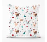 Happy Reindeer With Christmas Lights Outdoor Cushion Warren Reed - Designer White 45cm x 45cm