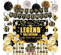 Happy Retirement Balloon Party Decorations - 51 Pcs The Legend Has Retired Backdrop Swirl Retire Cake Topper Latex Balloons Happy Retirement Banner Pom Pom Flowers For Women Men Retire Theme Party