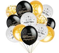Happy Retirement Balloons for Women Men - 20 Pcs 12 Inch Black Gold and White Happy Retirement Decor Set, I'm Retired for Office Farewell Party Decor
