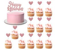 Happy Retirement Cake Topper, 13Pcs Glitter Retirement Cupcake Decoration Picks with Heart Cupcake Toppers for Men Women Retired Theme Party Cake Decoration Supplies Y7AXTXCP