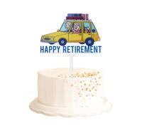 Happy Retirement Cake Topper - 14.5×17Cm Acrylic Retirement Cake Decorations, Happy Retirement Cakes Topper Circle for Office Farewell Events, Reusable Retired Party Cakes Decoration for Men or Women