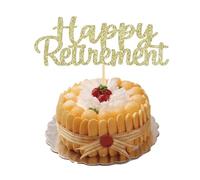 Happy Retirement Cake Topper,Gold Glitter Retirement Cake Decorations Cake Picks Cupcake Toppers for Celebrating Retired Party Cake Decoration Party Supplies