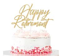 Happy Retirement Cake Topper, Officially Retired, I'm Retired Ask Someone Else, Happy Retirement Promotion Party Decorations for Men and Women Gold Glitter