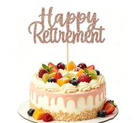 Happy Retirement Cake Topper,Rose Gold Glitter Retirement Cake Decorations
