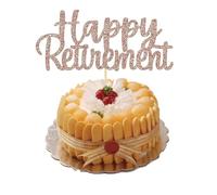 Happy Retirement Cake Topper,Rose Gold Glitter Retirement Cupcake Toppers Cake Decorations Retired Cake Picks for Celebrating Retired Party Decorations Party Supplies