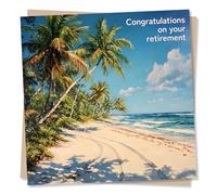 Happy Retirement Card - Beach Design - Congratulations On Your Retirement - Celebration Card From Colleagues, Family, Friends