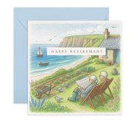 Happy Retirement Card - Coastal Countryside - Thoughtful Leaving Card for Colleague, Friend, Mum, Dad, Parents, Women, Men - Couples Growing Old - Comes with Stickers