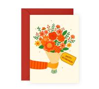 Happy Retirement Card - Colourful Flower Bouquet - Thoughtful Leaving Card for Colleague, Friend, Teacher, Coworker, Officemate, Mum, Dad, Women, Men - No More Work - Comes with Stickers