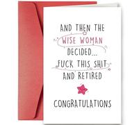 Happy Retirement Card for Women, Funny Coworker Leaving Card with Congratulations Message, Retirement Gift for Colleagues, Friends & Her - 5x7 Inch Blank Inside (red)