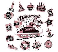 Happy Retirement Cruise Door Magnets Decorations, Rose Gold Happy Retirement Cruise Ship Door Decor Magnetic for Women Men Retirement Party Supplies Refrigerator Fridge Car Kitchen Garage Personalized