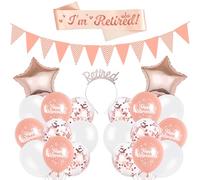 Happy Retirement Decorations Rose Gold - Retirement Balloons I'm Retired Sash Bunting, Headband for Women Theme Decoration Party Supplies