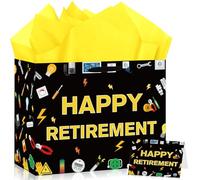 Happy Retirement Gift Bag Farewell Going Away Gift Bag with Tissue Paper and Card, Electrician Engineer Mechanic Retirement Party Supplies, Farewell Gift Wrap for Men, Women, Coworker Goodbye Party
