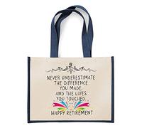 Happy Retirement, Leaving Gifts, Appreciation Gifts, Gift for Colleagues, Workers, Staffs, Office Gift Jute Bag Unique Reusable Jute Bag for Life. (Navy Blue)