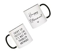 Happy Retirement, Retirement Gifts for Women Men, Double Sided Unique Ceramics Mugs For Hot & Cold Drinks With Handles, Retiring Leaving Gifts, Thoughtful Happy Retirement Gift Not My Problem Anymore