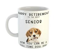 Happy Retirement to The Best Senior Manager Now You Can Be A Full Time Dog Dad Mug Printed with Cute Beagle Illustration
