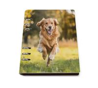 Happy Retriever Dog Refillable Notebook 6 Ring Binder Foldable Loose-Leaf Notebooks A5 Planner Book with 90 Sheets Paper