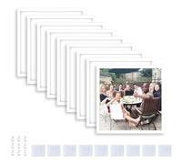 Happy Reunion 8x8 Picture Tiles | Mix Tiles Picture Frames Stick on Wall | Peel and Stick Picture Frames as Gallery Wall Frame Set (White - 9 Pcs)