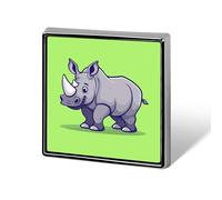 Happy Rhino Pattern Lapel Pin Fashion Brooch Pin Cute Button Badges Square Button Pins Enamel Pins Metal Pinback for Hat Shirt Clothing Bags Decoration