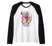 Happy Robot Peace Graffiti Pop Character Graphic Art Sign Raglan Baseball Tee
