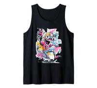 Happy Robot Peace Graffiti Pop Character Graphic Art Sign Tank Top