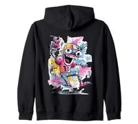 Happy Robot Peace Graffiti Pop Character Graphic Art Sign Zip Hoodie