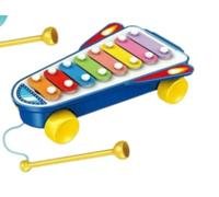 Happy Rocket Piano, Pull-Along Xylophone Musical Toy with Mallet, Educational Instrument for Children 18+ Months, Plastic, Music Theme (Blue)
