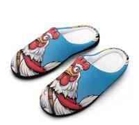 Happy Rooster in Colosseum Cotton Men's Slip-on Slippers 11-12（44-45）