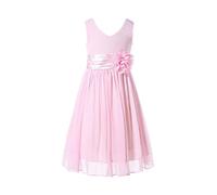 HAPPY ROSE Flower Girl Dress Junior Bridesmaids V-Neckline Chiffon Blush Pink 10
