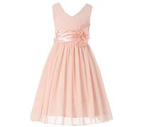 HAPPY ROSE Flower Girl Dress Junior Bridesmaids V-Neckline Chiffon Light Peach 10