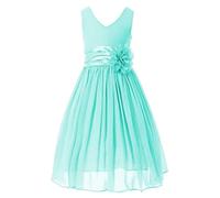 HAPPY ROSE Flower Girl Dress Junior Bridesmaids V-Neckline Chiffon Mint 10