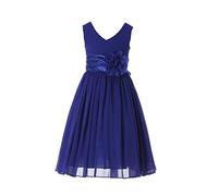HAPPY ROSE Flower Girl Dress Junior Bridesmaids V-Neckline Chiffon Royal Blue 14