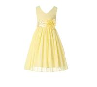HAPPY ROSE Flower Girl Dress Junior Bridesmaids V-Neckline Chiffon Yellow 10