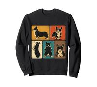 Happy Running Pembroke Welsh Corgi Retro Dog Art Sweatshirt