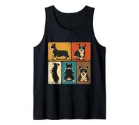Happy Running Pembroke Welsh Corgi Retro Dog Art Tank Top