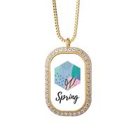Happy s Art Pattern Necklace Pendant Diamond Crystal Golden Jewelry