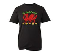 Happy Saint David's Day T-Shirt Bishop Christians Religious Festive Celebration Saint David Adult Kids Unisex Top (Black, 12 Years)