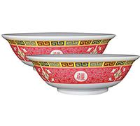 Happy Sales Longevity Design Oriental Pho Melamine Soup Bowl, Set of 2, 100 ml, Multi-Colour