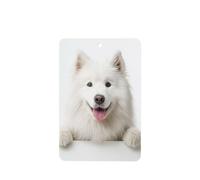 Happy Samoyed Dog Peeking Car Air Fresheners 4 Pcs Hanging Scented Cards Fragrance Scented Cards For Car Aromatherapy Tablets